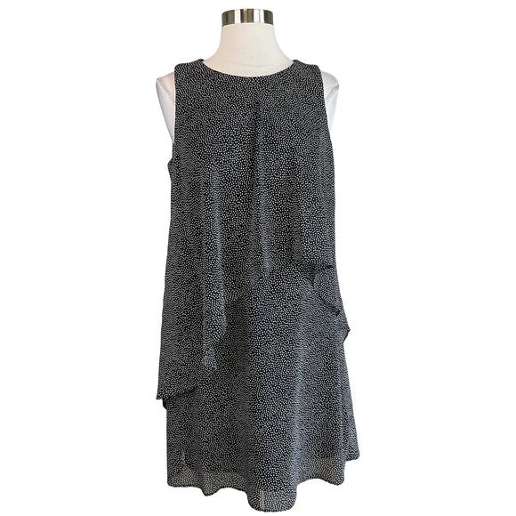 Ralph Lauren Women's Dress Size 8P Black and White Polka Dot Chiffon A-Line - Picture 1 of 13